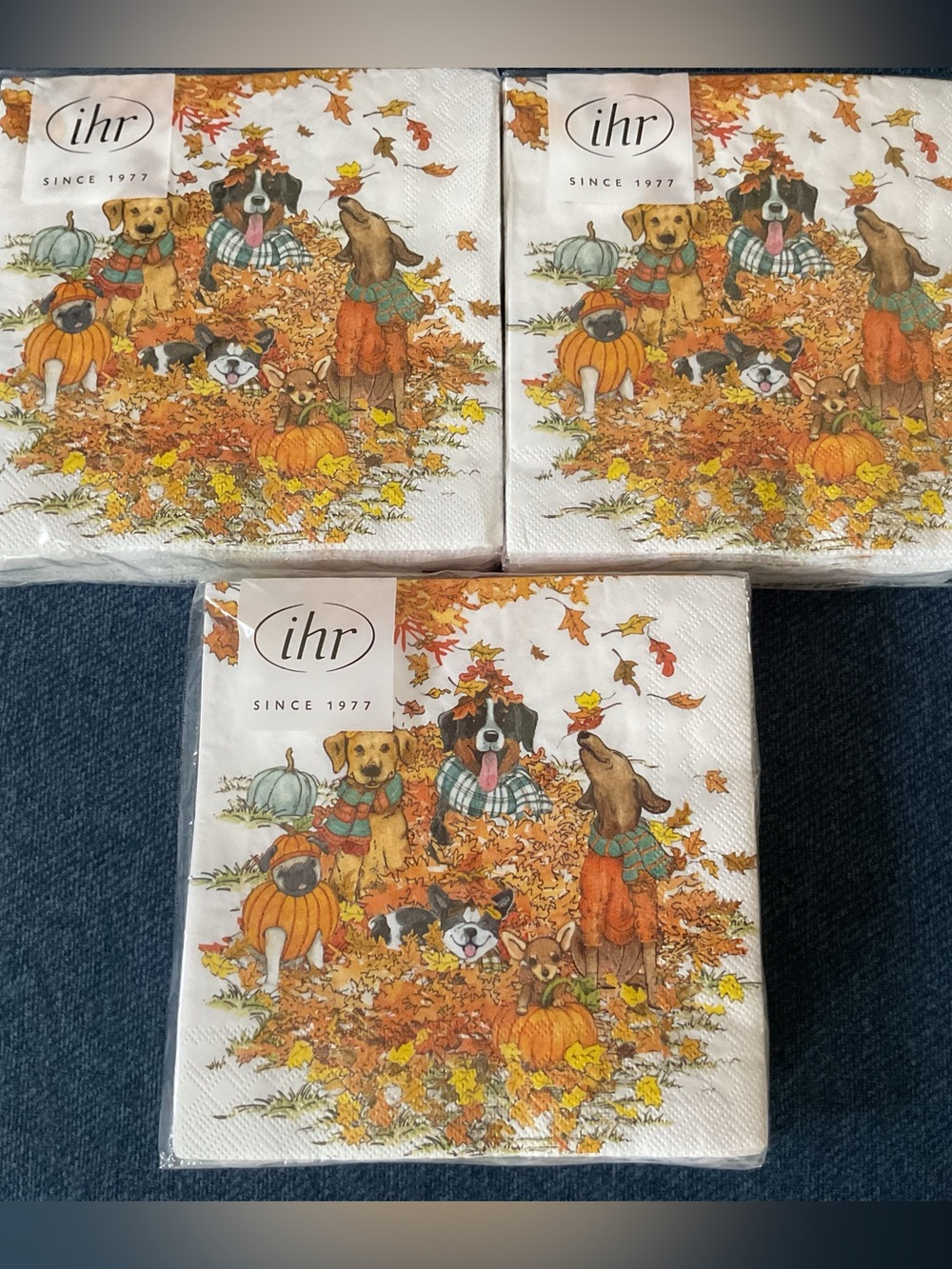NWT 3 Packs Autumn Dogs Cocktail Napkins